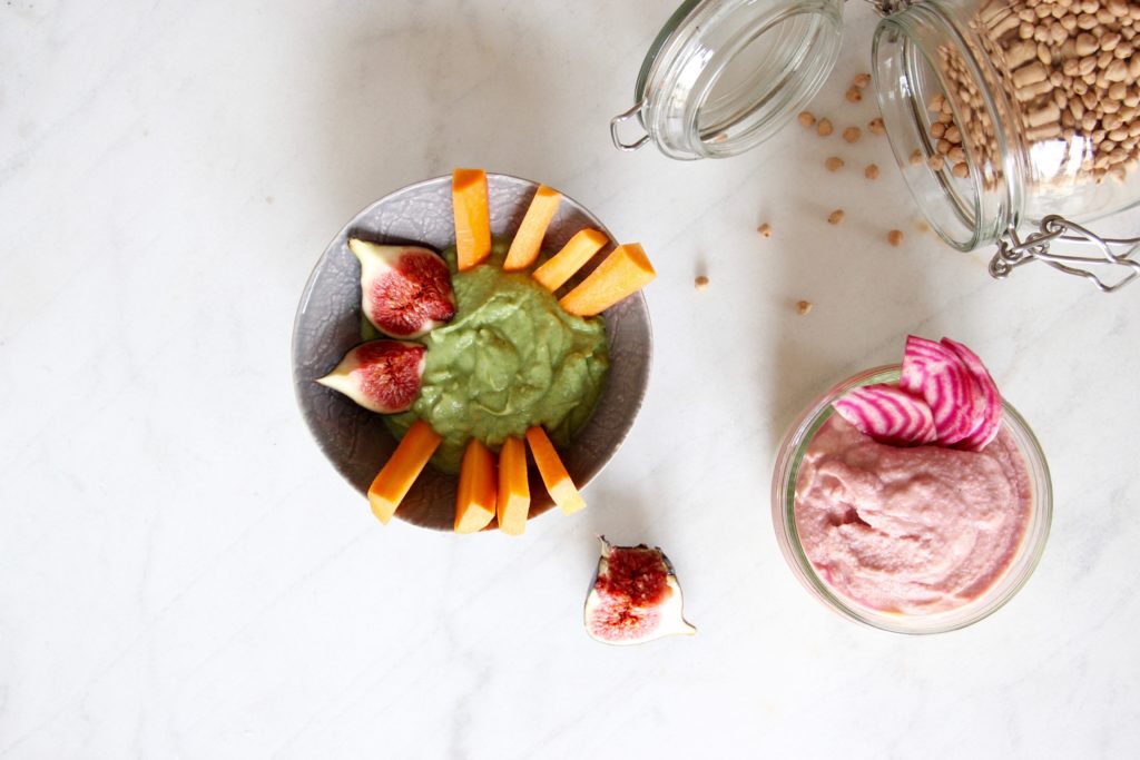 varientes du houmous multicolores
